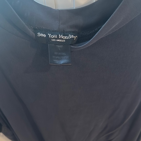 See You Monday Black Sleeveless Crop Muscle Tee - Picture 2 of 2